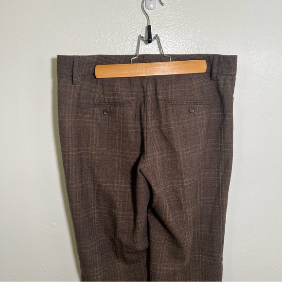 Express Design Studio Editor Dress Pant Trousers Brown Plaid 6 - Picture 6 of 9